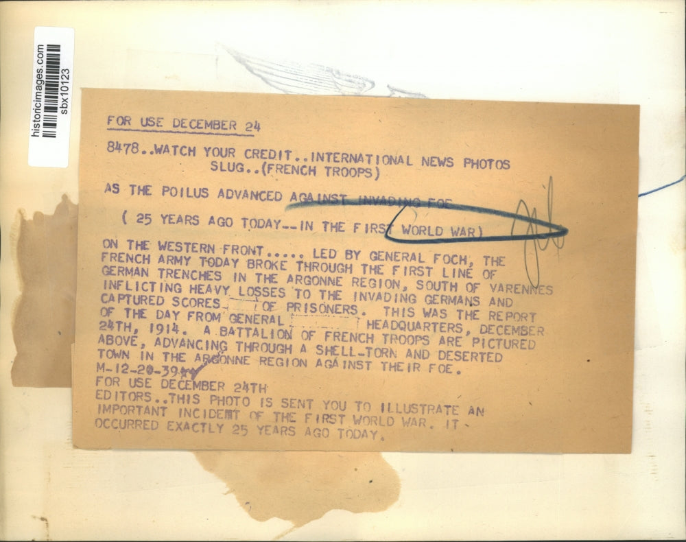 1939 Press Photo General Foch Led the French Army Through German Trenches