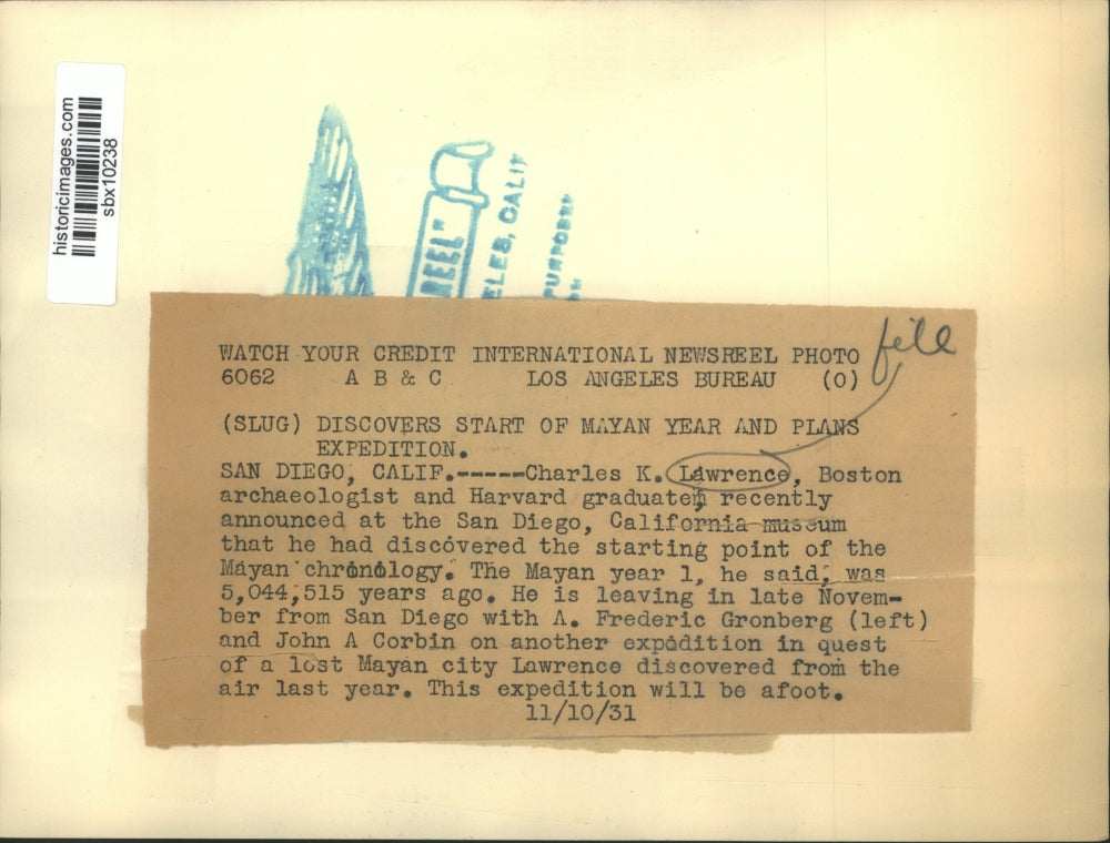 1931 Press Photo Archaeologists Plan To Start A Mayan Expedition