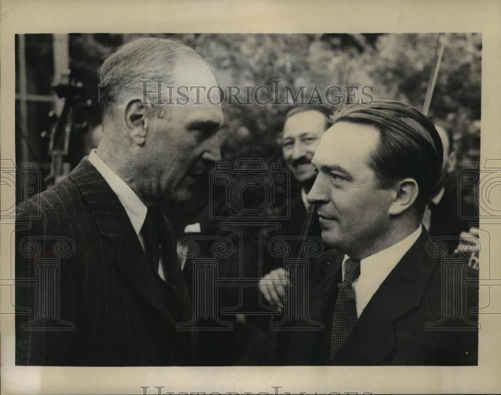 1947 Press Photo Soviet Ambassador Pushkin and U.S.Ambassador Arthur Schonfeldt