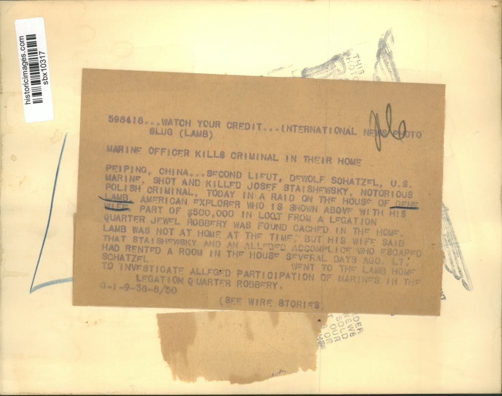 1938 Press Photo Marine Officers killed in the home of Mr ad Mrs Gene Lamb