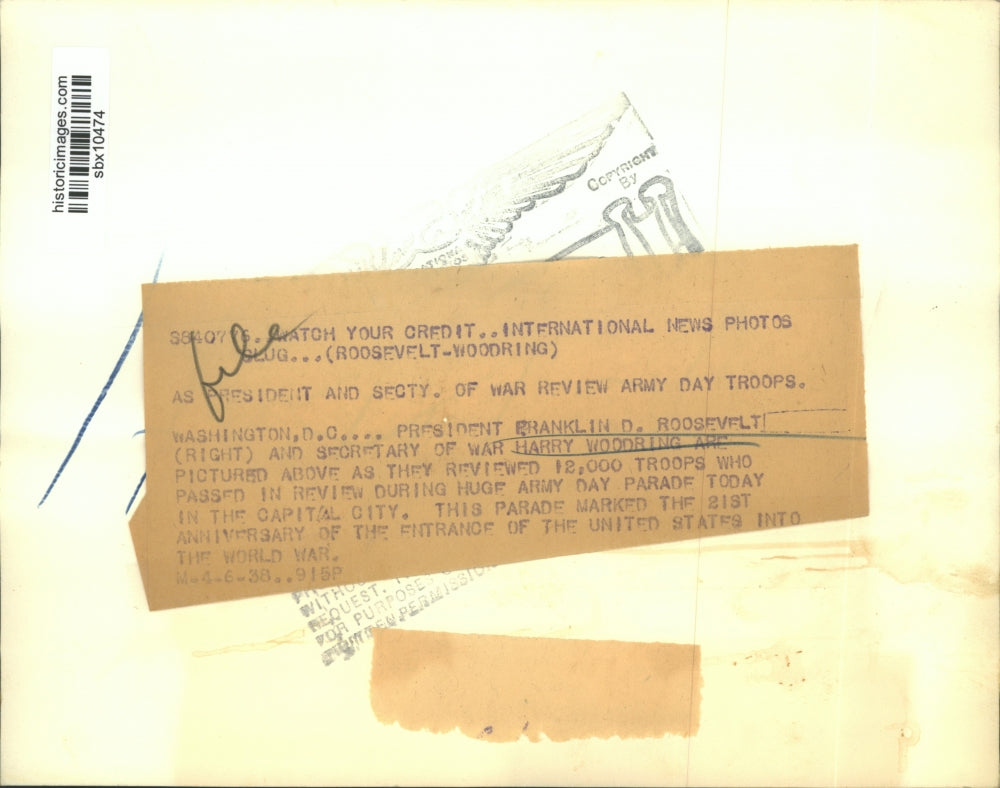 1938 Press Photo Pres. Franklin Roosevelt and Sec of War Harry Woodring