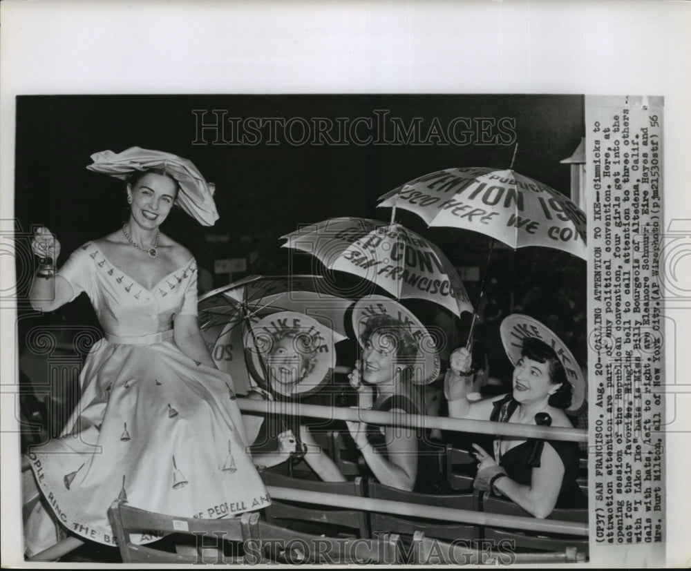 1956 Press Photo Billy Bourgeois & three Girls are part at Republican Convention