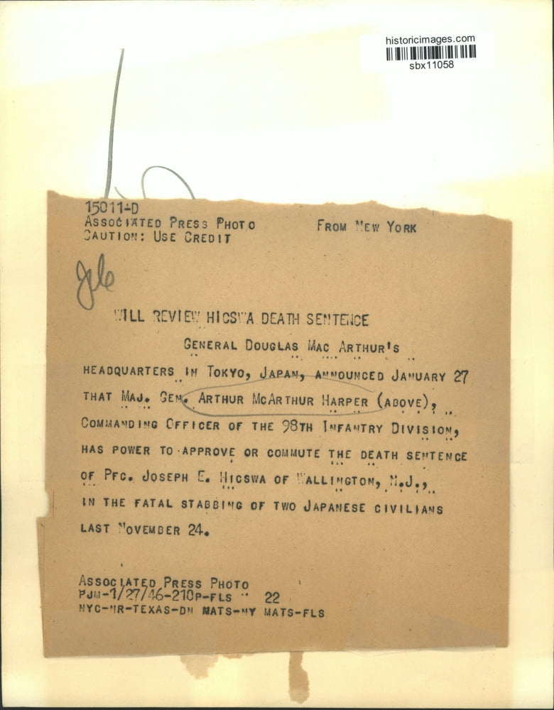 1946 Press Photo Maj.Gen. Arthur MacArthur commands the 98th Infantry Division