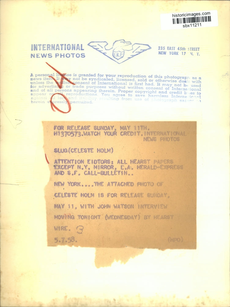 1958 Press Photo Celeste Holm Will be Interview By John Watson On Hearst Wire