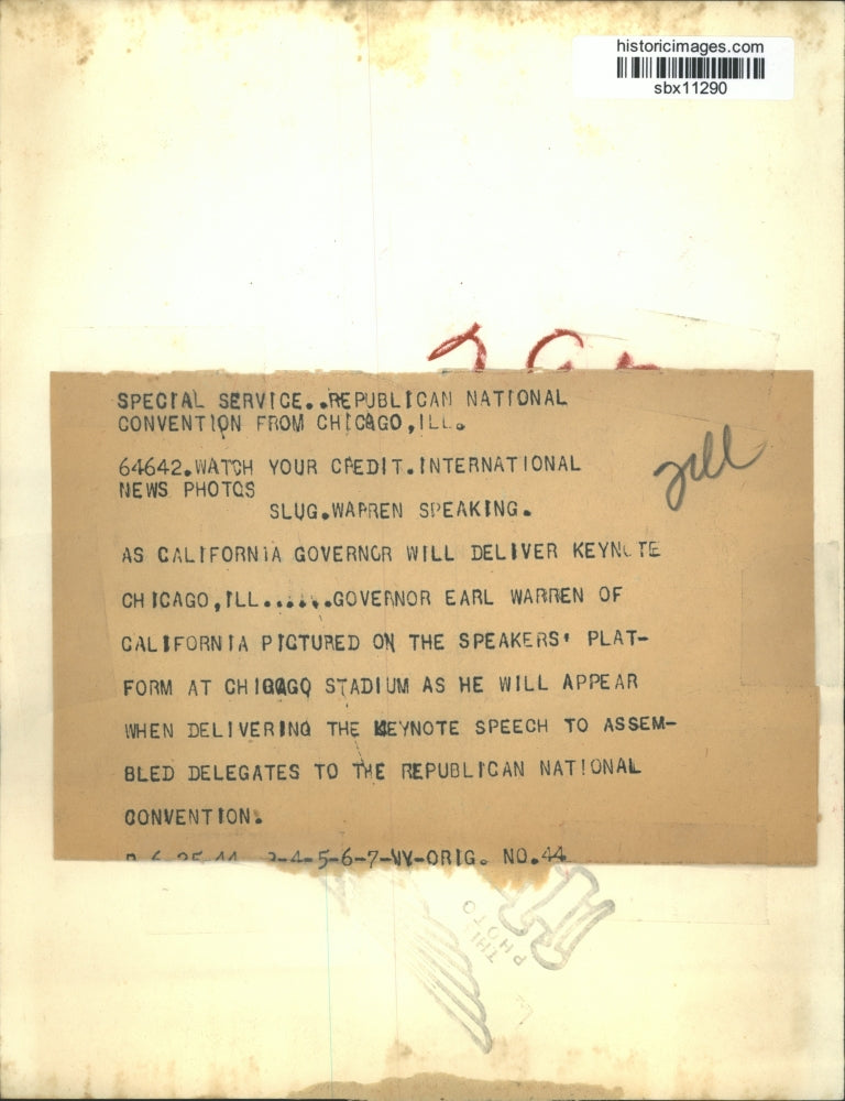 1944 Press Photo Governor Earl Warren of California at Chicago Stadium