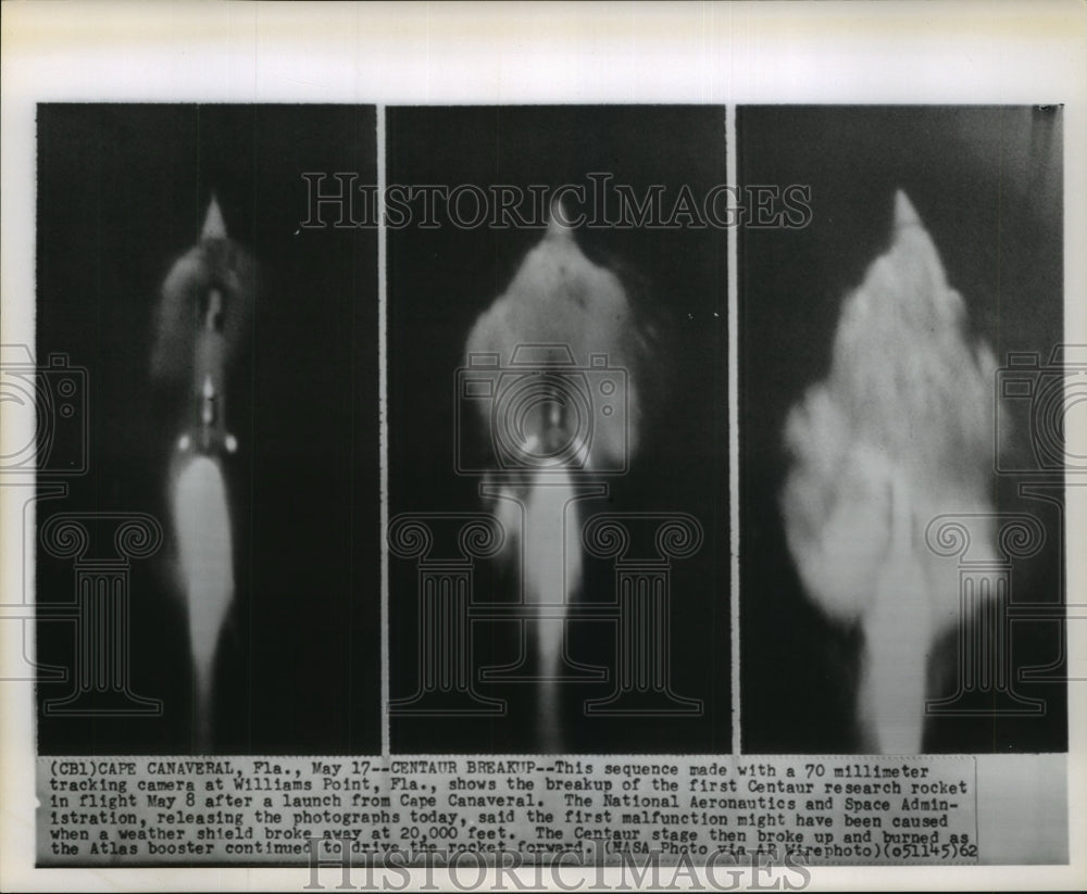 1962 Press Photo Centaur Research Rocket Launched at Cape Canaveral, FL