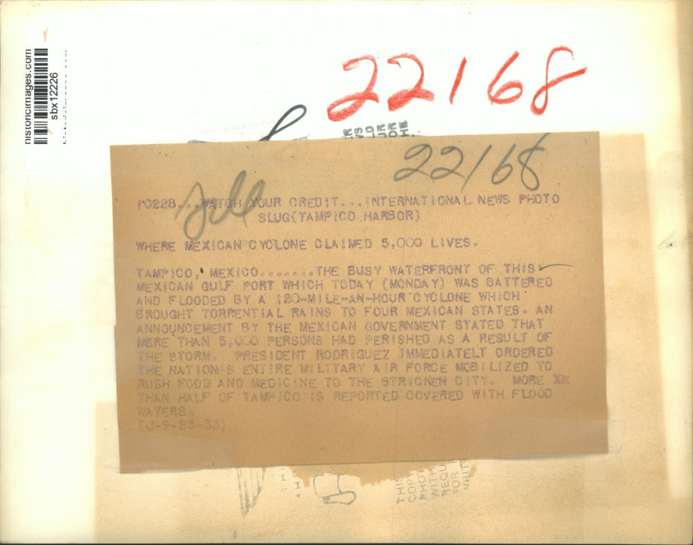 1933 Press Photo Tampico Mexico which was hit by a cyclone that killed 5000
