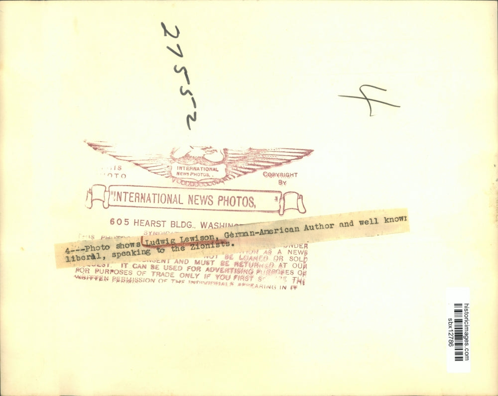 Press Photo Ludwig Lewison German American author speaking to Zionists