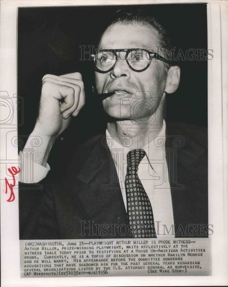 1956 Press Photo Arthur Miller Testifies at House Un-American Activities Probe