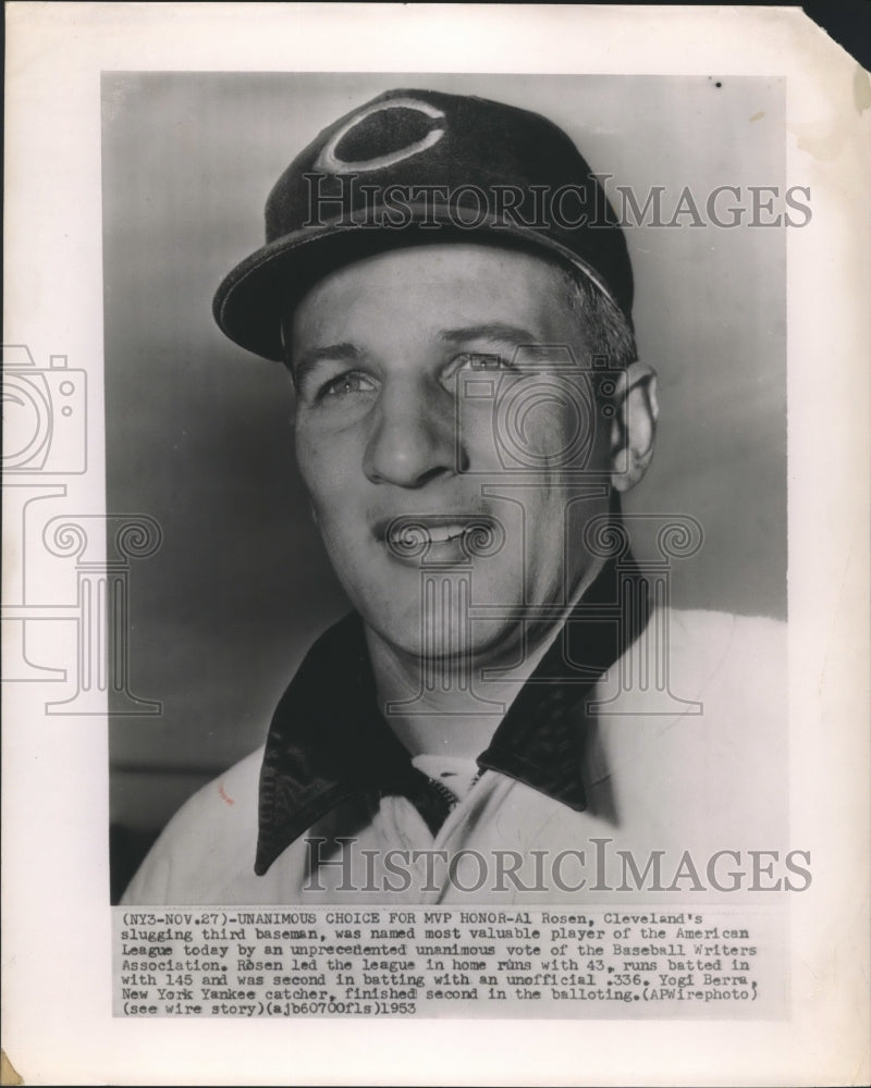 1953 Press Photo Al Rosen Named Most Valuable Player of American League- Historic Images