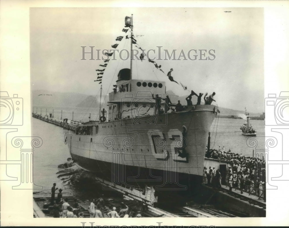 1938 Press Photo The Cananea Launched in Rio de Janeiro, Brazil - sbx14039