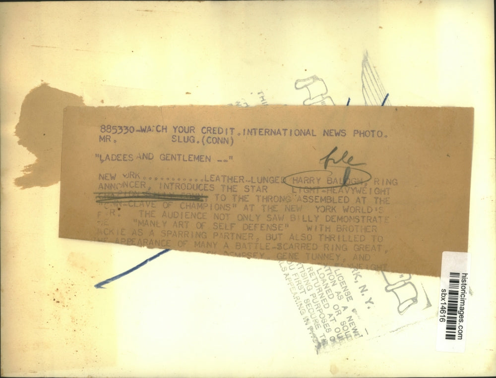 Press Photo Harry Balogh Ring Announcer Introduces Light-Heavyweight to Throng