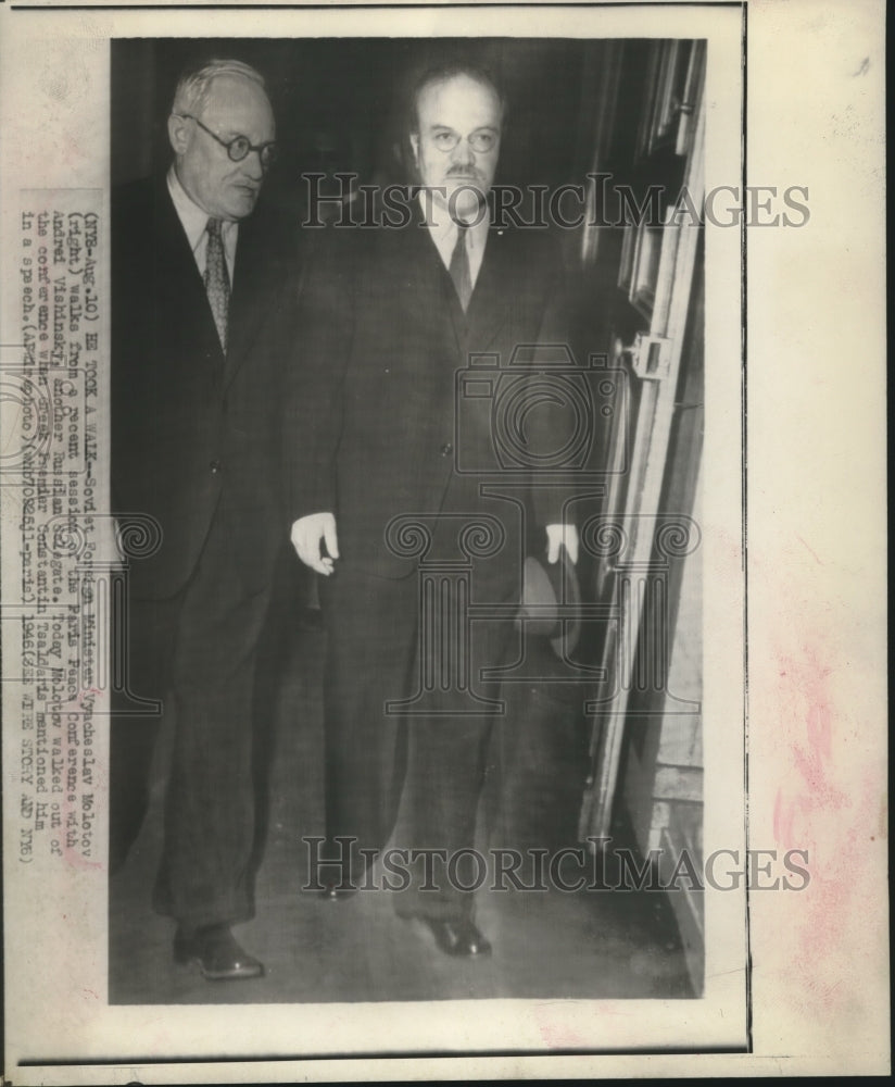 1946 Press Photo Vyacheslav Molotov Walks Out of Paris Peace Conference