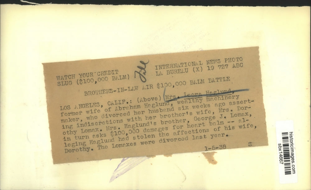 1938 Press Photo Mrs Leora Haglund Divorces Husband Asserting Indiscretions