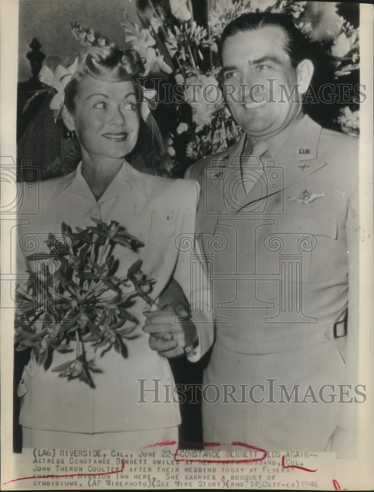 1946 Press Photo Constance Bennett Marries 5th Husband Col John Theron Coulter