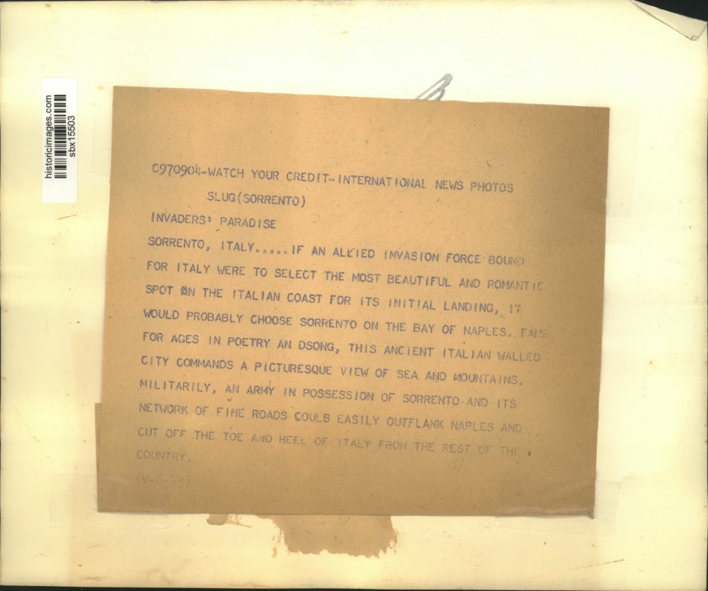 Press Photo Sorrento on Naples Bay Most Beautiful Spot on Italian Coast