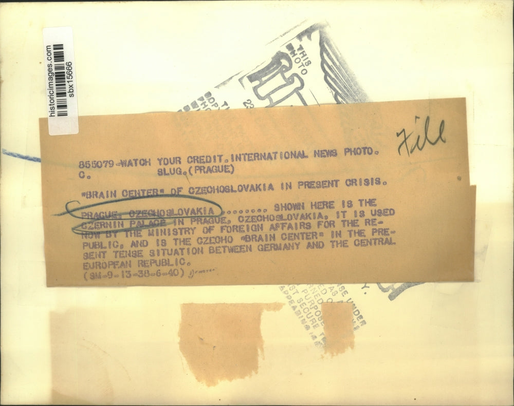 1938 Press Photo Czernin Palace Used by Ministry of Foreign Affairs for Republic