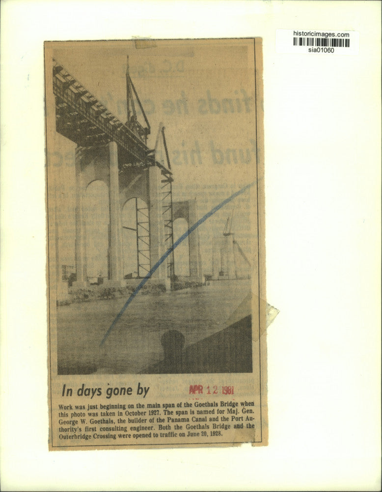 1927 Press Photo The Goethals Bridge during construction - sia01060