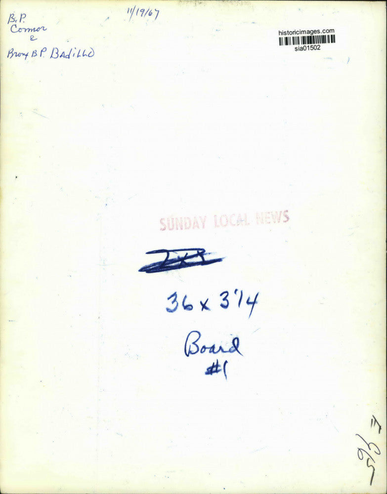 1967 Press Photo B.P. Connor & Bronx B.P. Badillo at a meeting - sia01502