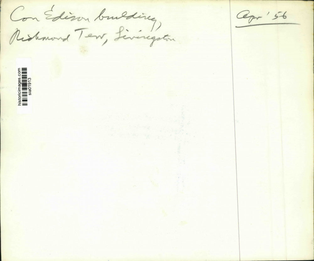 1956 Press Photo Con Edision Building exterior, Richmond Terrace, Livingston