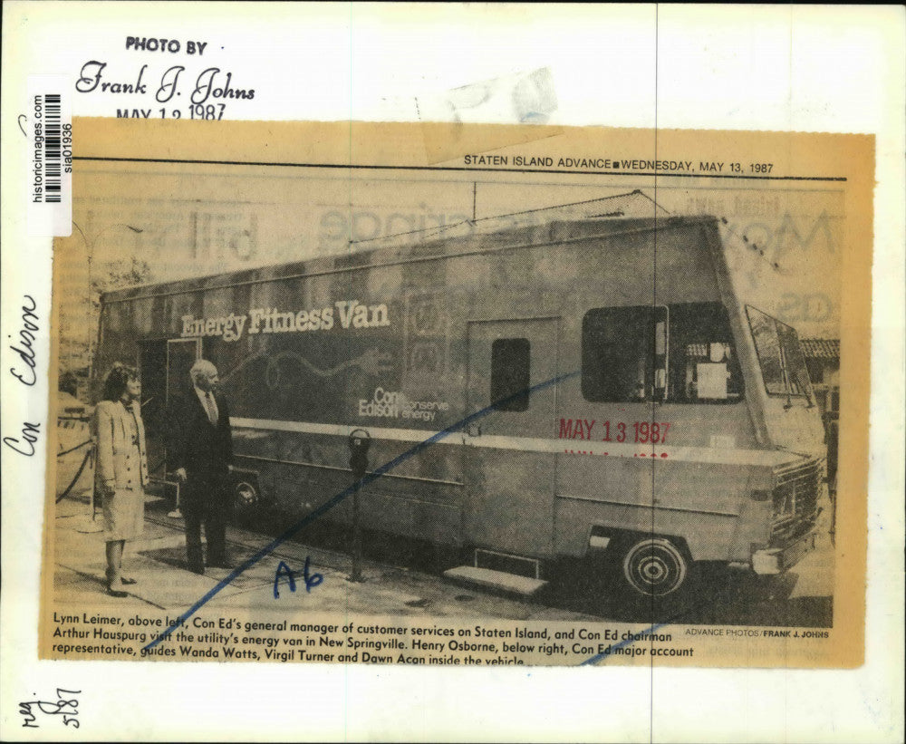 1987 Press Photo Con Edison Energy Fitness Van, New Springville - sia01936