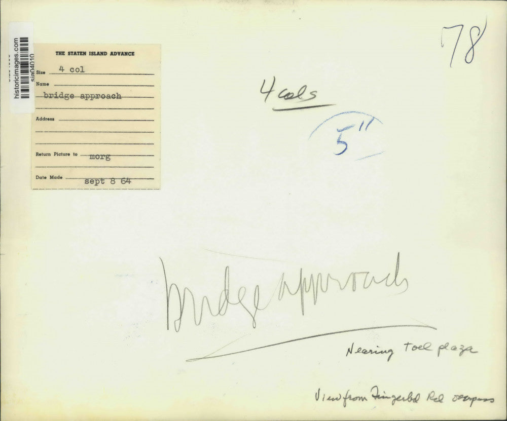 1964 Press Photo A bridge approach nearing toll plaza under construction