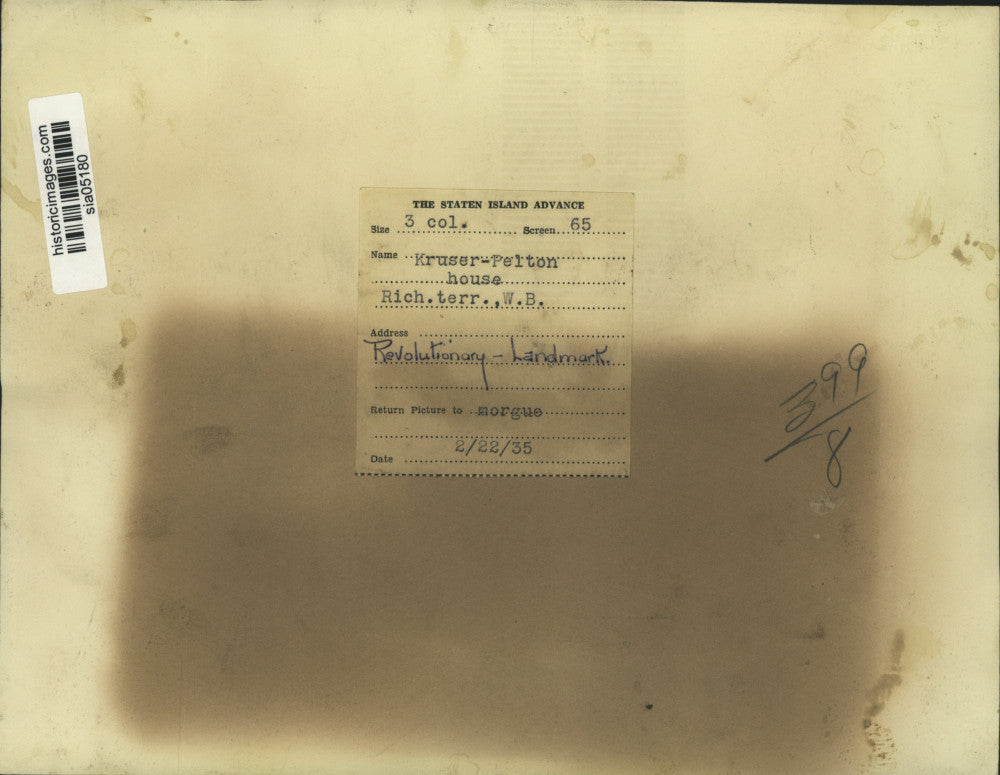 1935 Press Photo Kruser-Pelton House exterior, Richmond Terrace, West Brighton