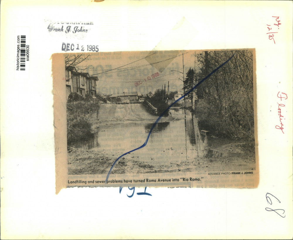 1985 Press Photo Flooded area of Roma Avenue - sia06630