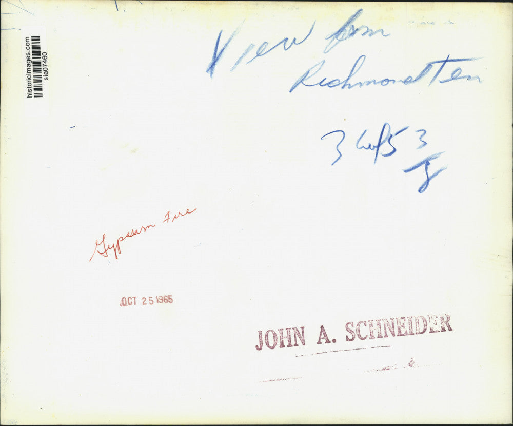 1965 Press Photo View of Gypsum plant fire from Richmond Terrace - sia07460