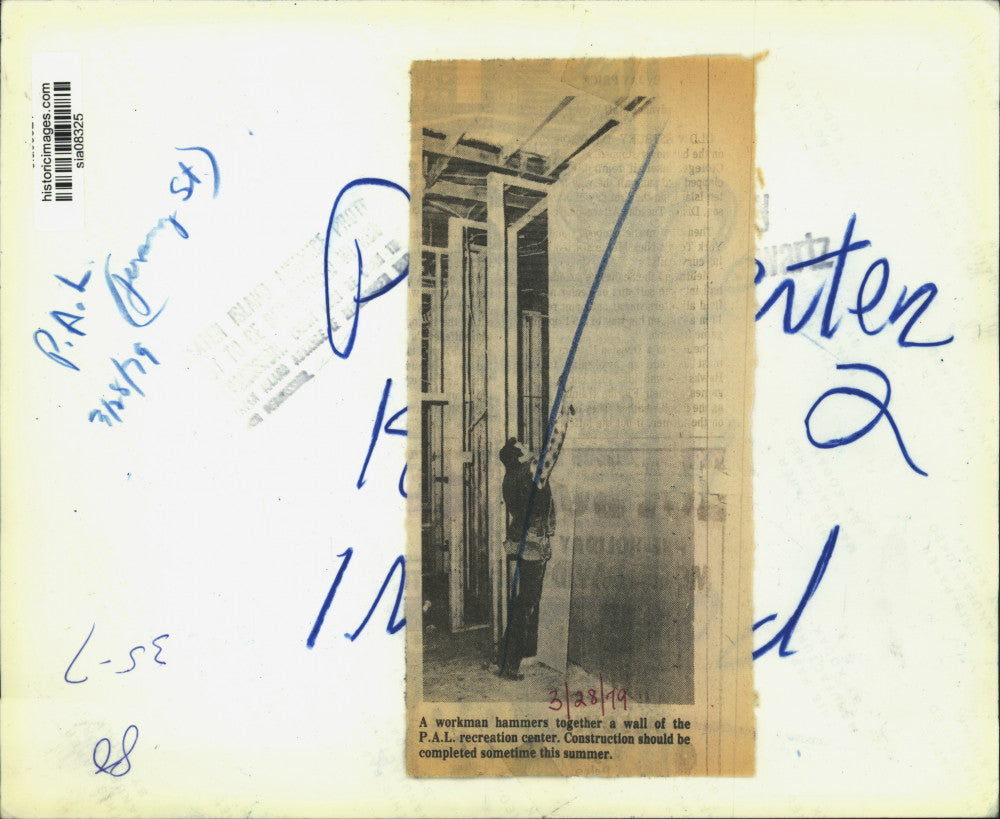 1979 Press Photo P.A.L. Recreation Center during construction, Jersey Street
