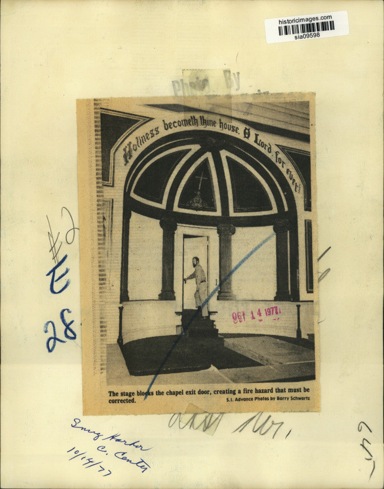 1977 Press Photo Interior view of the Snug Harbor Cultural Center chapel