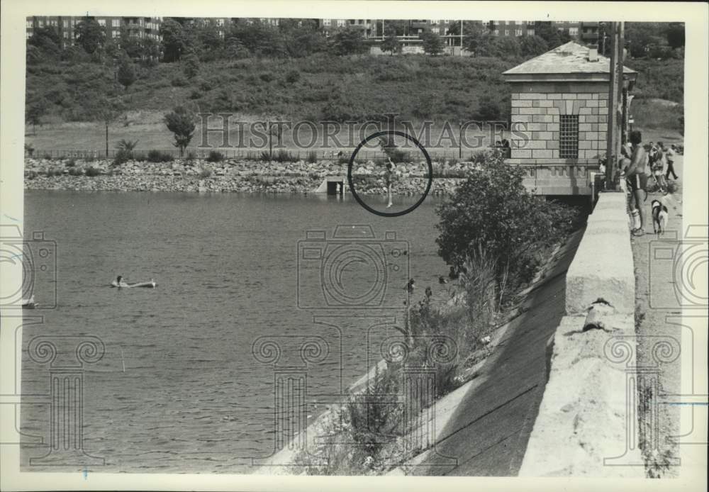 1982 Press Photo Swimmers swimming at Silver Lake Reservoir - sia10693- Historic Images