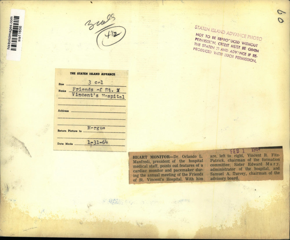 1964 Press Photo Friends of St. Vincent's Hospital annual meeting - sia11656