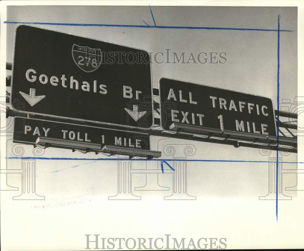 1964 Press Photo Goethals Bridge exit highway sign - sia21467- Historic Images