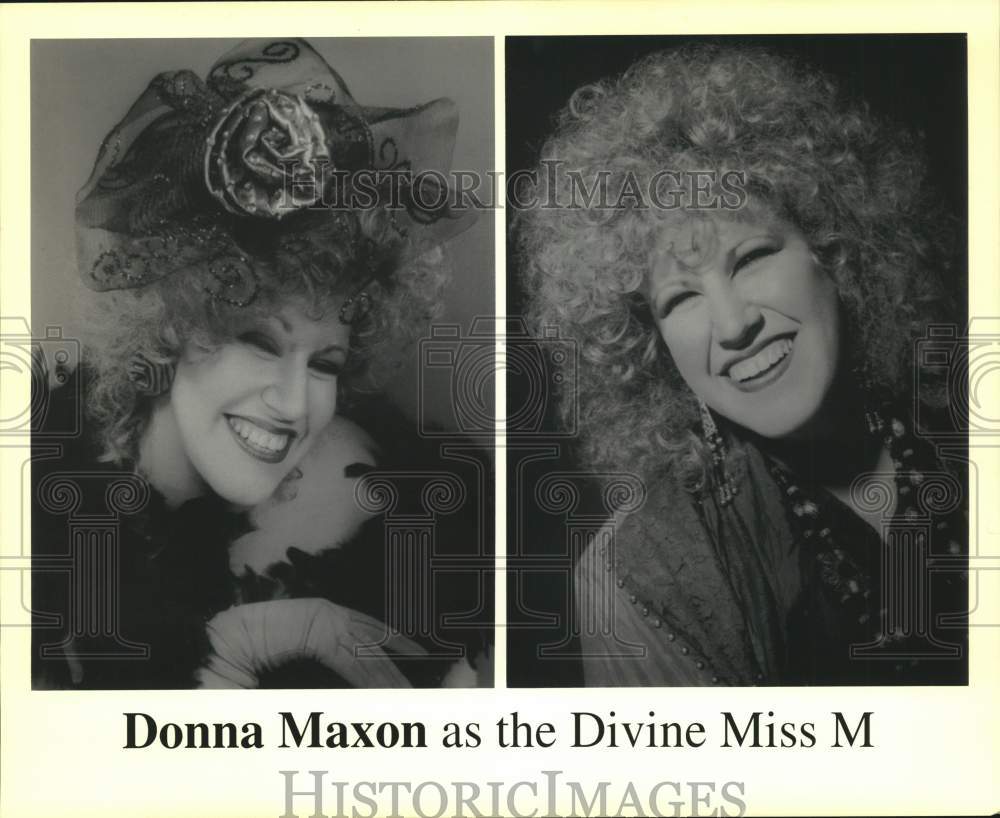 1997 Press Photo Entertainer Donna Maxon Stars as Bette Midler Look Alike- Historic Images