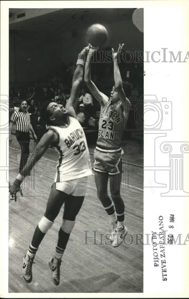 1984 Press Photo College of Staten Island Basketball Against Baruch College- Historic Images