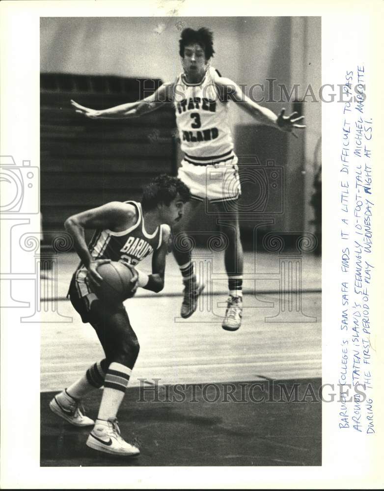 1985 Press Photo College of Staten Island Basketball Versus Baruch College- Historic Images