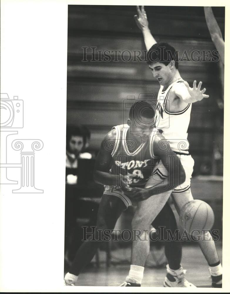 1987 Press Photo College of Staten Island Basketball Against Stony Brook- Historic Images