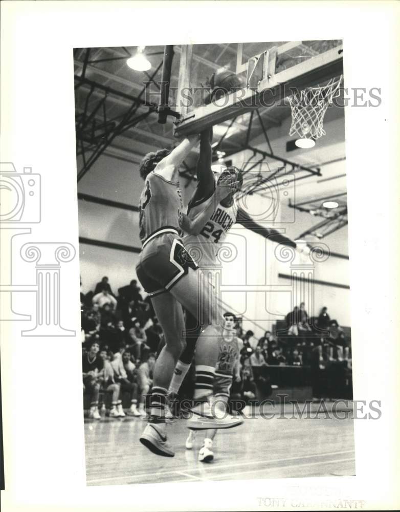 1985 Press Photo College of Staten Island Basketball Against Baruch College- Historic Images