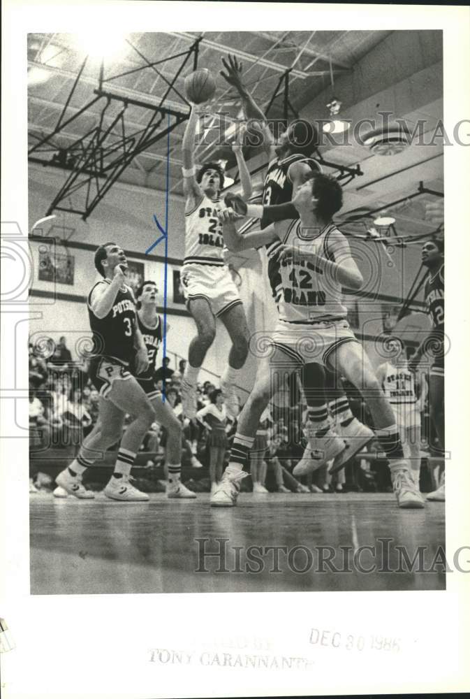 1986 Press Photo College of Staten Island Basketball Versus Potsdam College- Historic Images