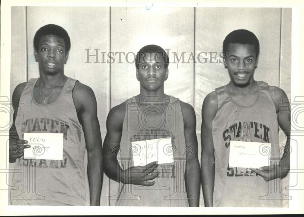 Press Photo College of Staten Island Basketball&#39;s White, Mosley and Johnson- Historic Images