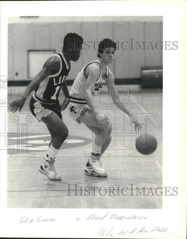 Press Photo College of Staten Island Basketball&#39;s Fred Marinaccio Against Lehman- Historic Images