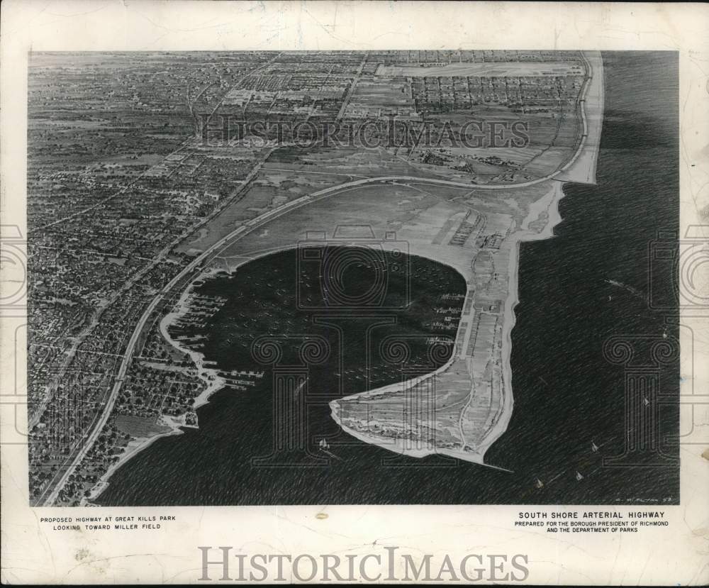 1959 Press Photo Proposed Site for Great Kills Park in South Beach - Aerial View