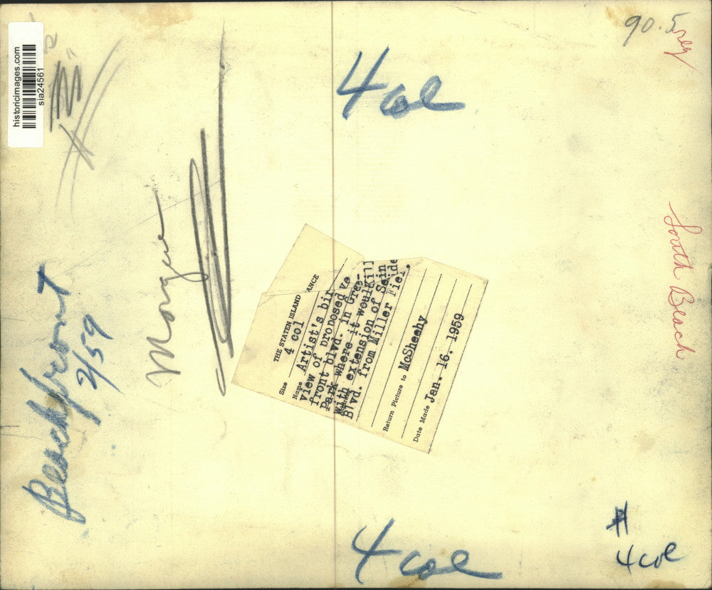 1959 Press Photo Proposed Site for Great Kills Park in South Beach - Aerial View