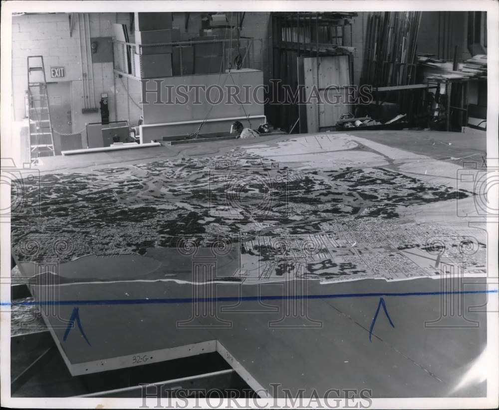 1963 Press Photo Scale Model of Staten Island Displayed at New York World&#39;s Fair- Historic Images