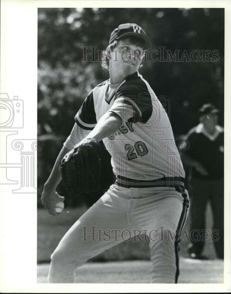 1987 Press Photo Wagner Baseball Team Pitcher Earl Jewett - sia27411- Historic Images