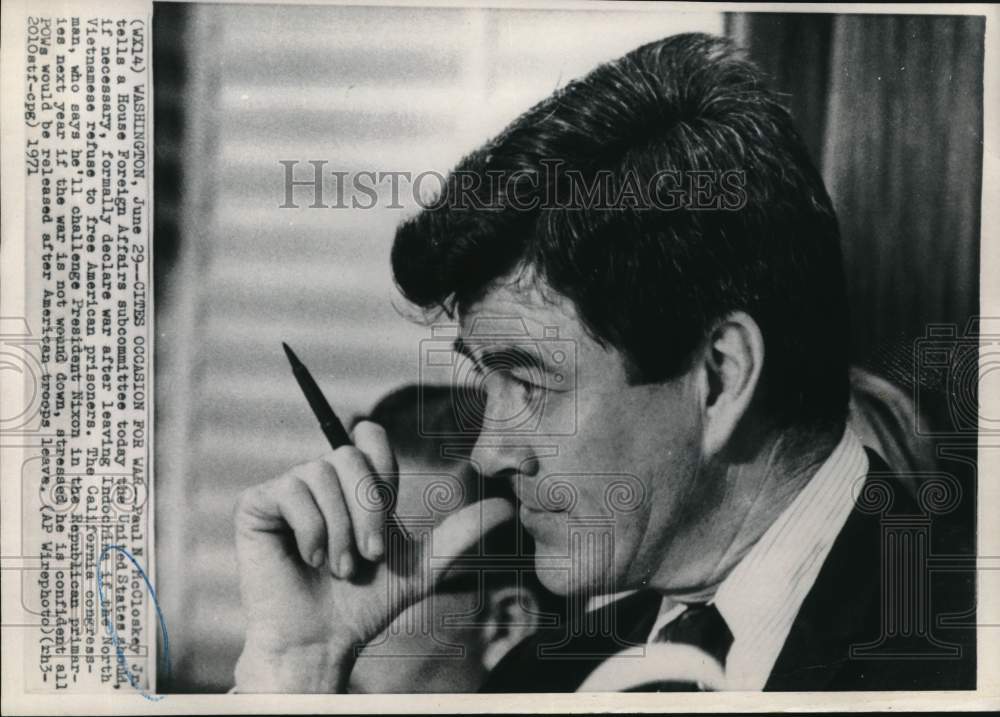 1971 Press Photo California Congressman Paul N. McCloskey Jr. in Washington- Historic Images