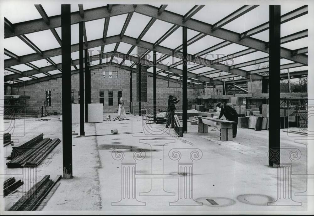 1966 Press Photo Construction progress at St. Christopher&#39;s interior - sia28059- Historic Images