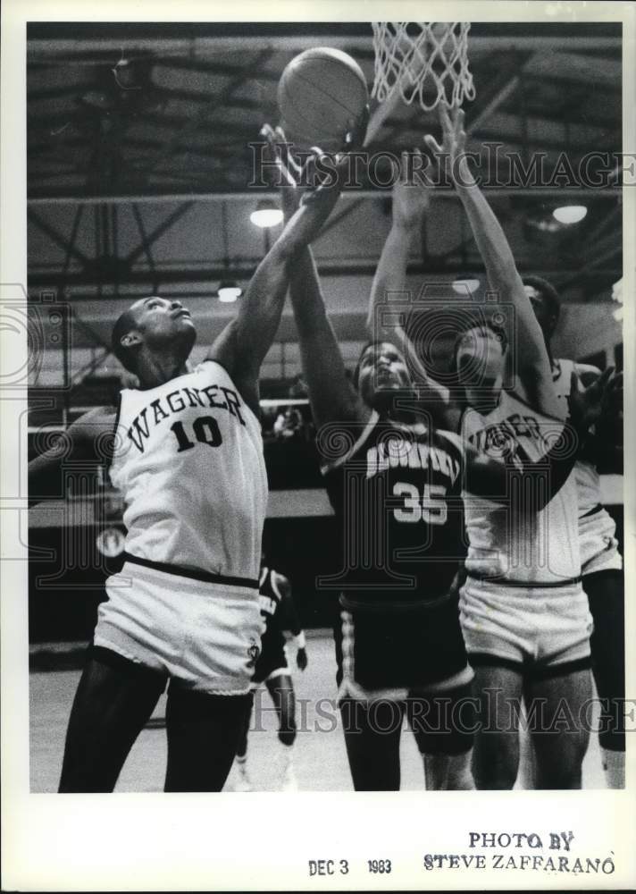 1983 Press Photo Basketball Players at Wagner Versus Bloomfield Game- Historic Images