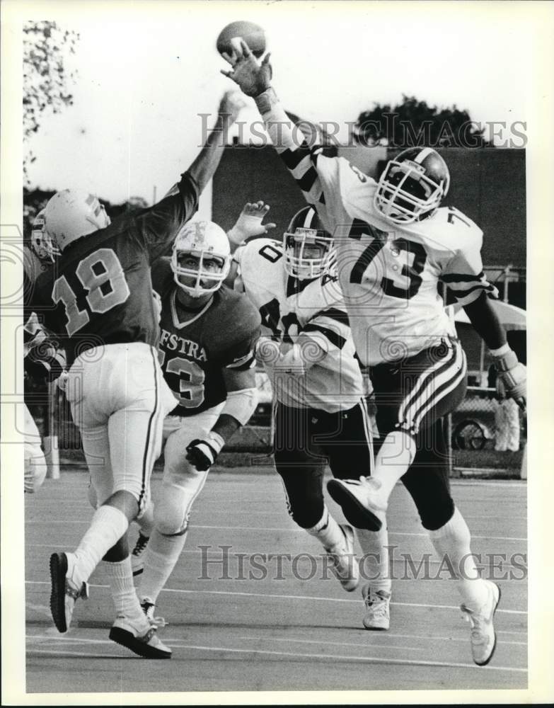 1985 Press Photo Football Players at Wagner Versus Hofstra Game- Historic Images